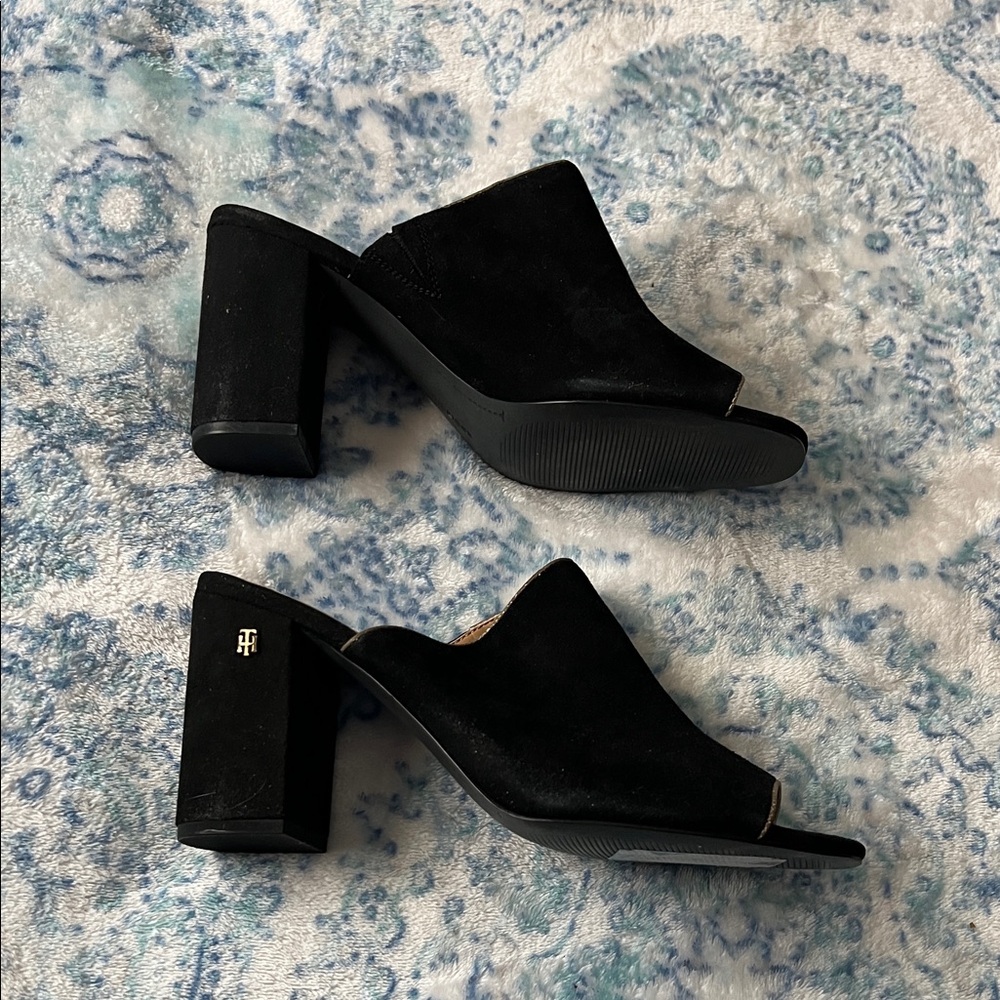 Tommy Hilfiger Black Suede Sayna Mules for Women